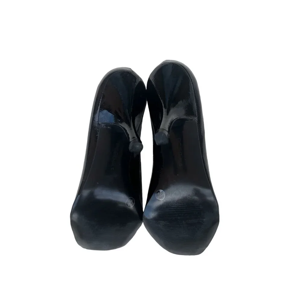 BCBGirls 8.5 M Heels Peep Toe Black Patent Leather Dressy 2
